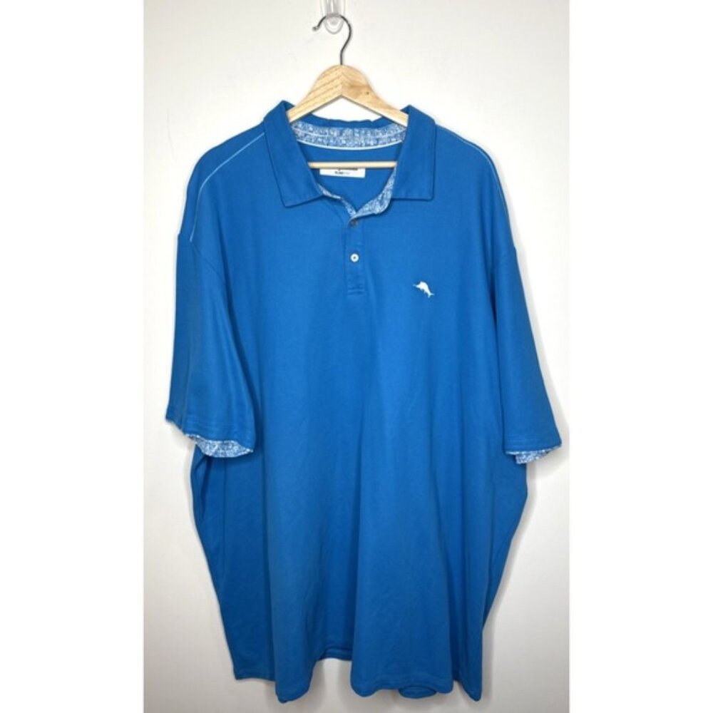 TOMMY BAHAMA Island Zone Polo Mens 3XLT Blue BIG Tall SHIRT 5 OClock Beach Golf